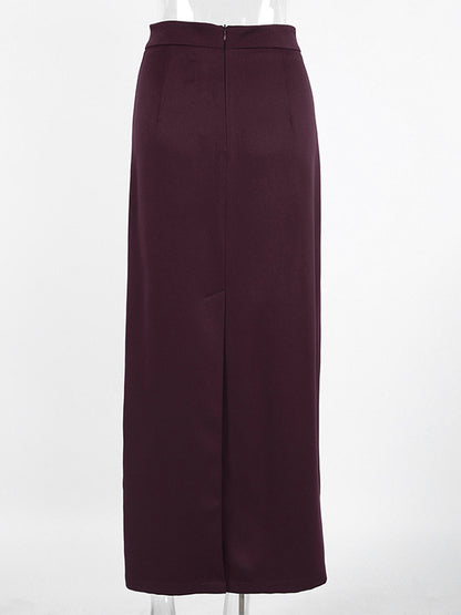 Back Slit Women Maxi Skirt - Elegant High Waist Straight Column - Quiet Luxury Office Wear 2026