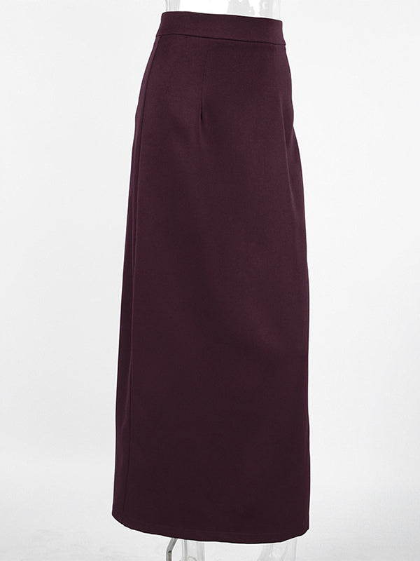Back Slit Women Maxi Skirt - Elegant High Waist Straight Column - Quiet Luxury Office Wear 2026