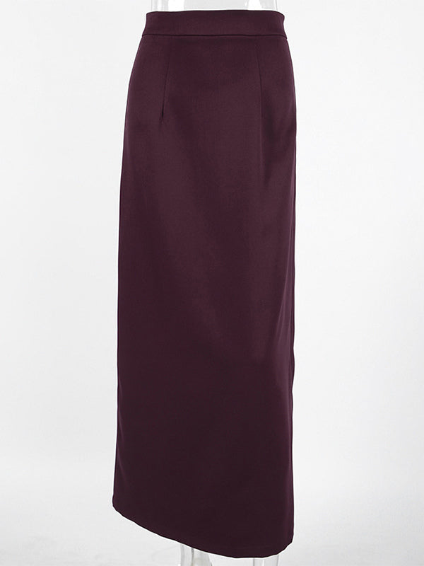 Back Slit Women Maxi Skirt - Elegant High Waist Straight Column - Quiet Luxury Office Wear 2026