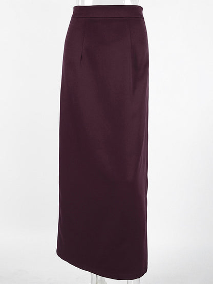 Back Slit Women Maxi Skirt - Elegant High Waist Straight Column - Quiet Luxury Office Wear 2026