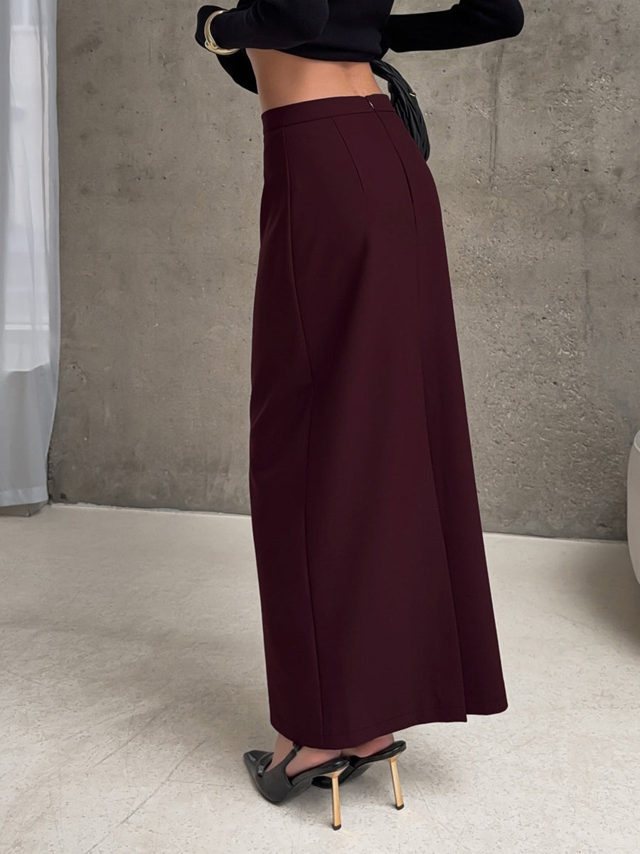 Back Slit Women Maxi Skirt - Elegant High Waist Straight Column - Quiet Luxury Office Wear 2026