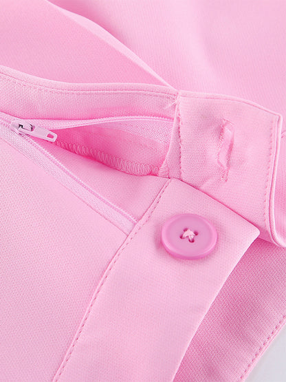 Sleeveless Blazer Set For Women Business Casual - Pink Chic Double Breasted Tailored Cut - 2026 Summer Work Outfit