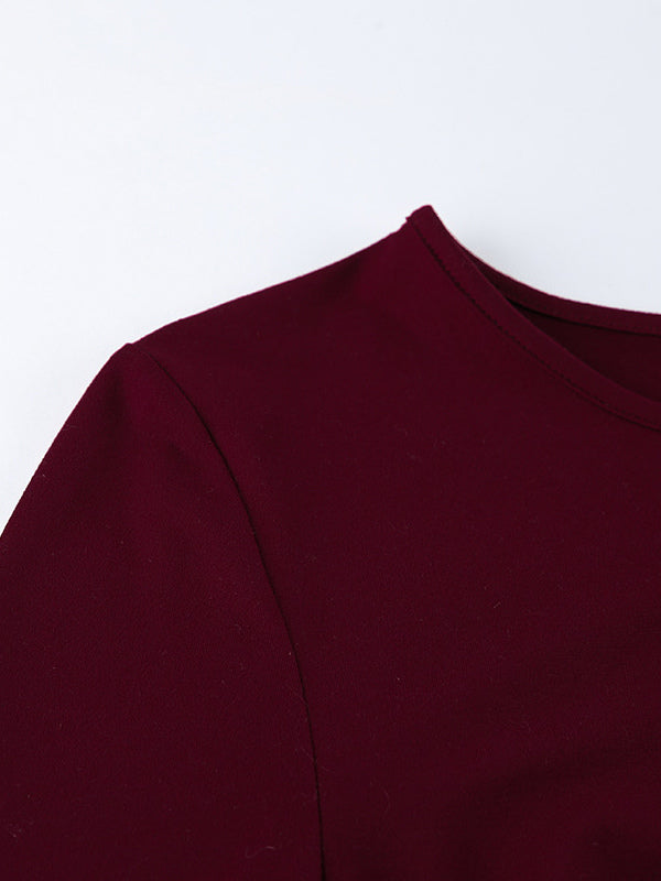 Ruched Side Women Long Sleeve Top - Chic Flare Bell Cuff Slim Fit - Baddie Aesthetic Spring Streetwear 2026