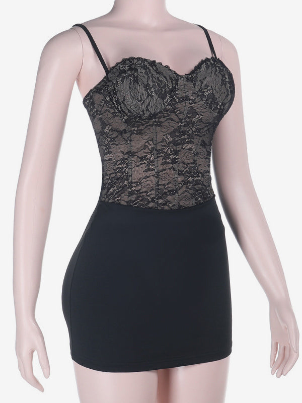 Black Lace Corset Women Mini Dress - Sexy Backless Lace Up Bodycon - Coquette Aesthetic Summer Party Night Club Wear 2026