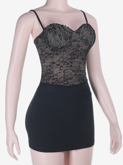 Black Lace Corset Women Mini Dress - Sexy Backless Lace Up Bodycon - Coquette Aesthetic Summer Party Night Club Wear 2026