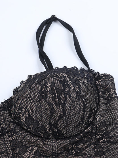 Black Lace Corset Women Mini Dress - Sexy Backless Lace Up Bodycon - Coquette Aesthetic Summer Party Night Club Wear 2026