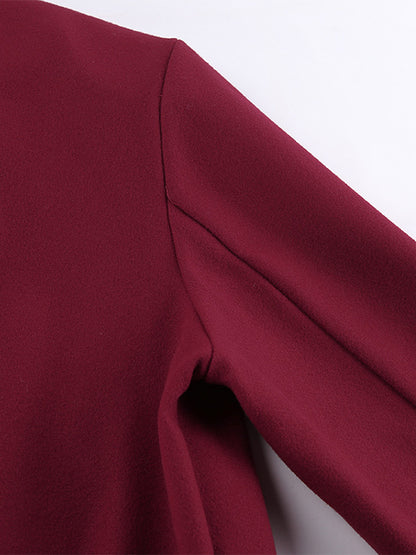 Burgundy Red Women's Cropped Jacket - Chic Turn Down Collar Zip Up Elastic Hem - Spring Casual Streetwear 2026