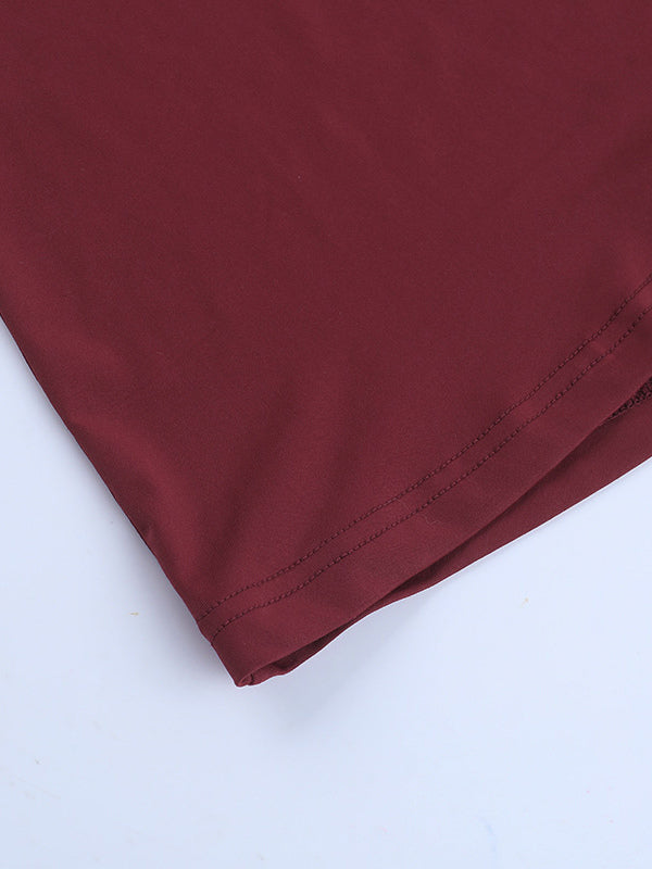 Burgundy One Shoulder Women's Maxi Gown - Elegant Ruched Bodycon Long Dress - Old Money Aesthetic Evening Party Wear 2026