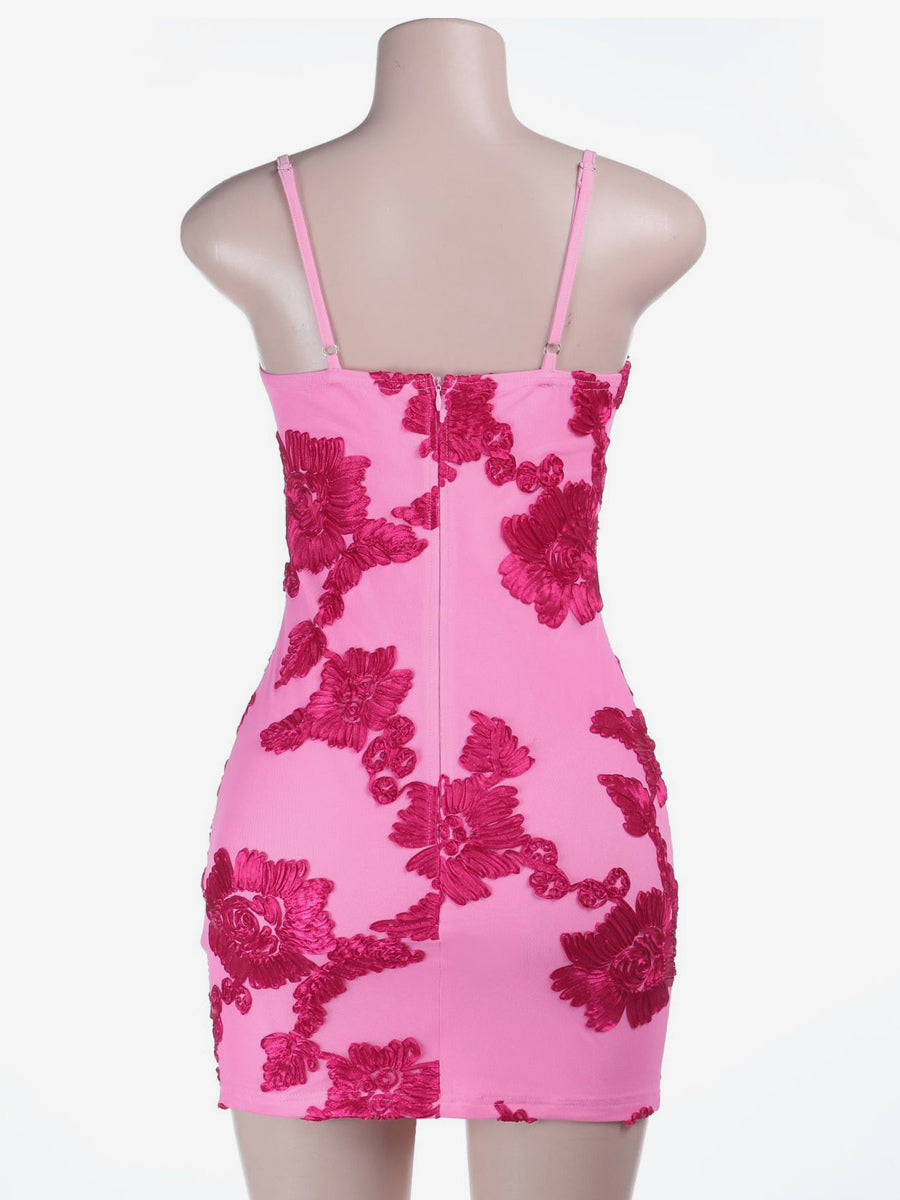 Flower Decorations Women Bodycon Cami Dress - Spaghetti Strap Sexy Mini Dress - Sweet Summer Night Out Clubwear 2026