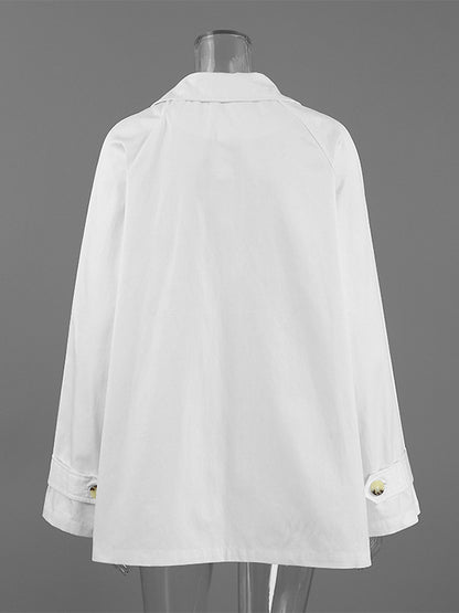 Cotton Blend Women's Trench Jacket - Minimalist Double Breasted Wide Sleeve Oversized Fit - Spring Casual Streetwear 2026
