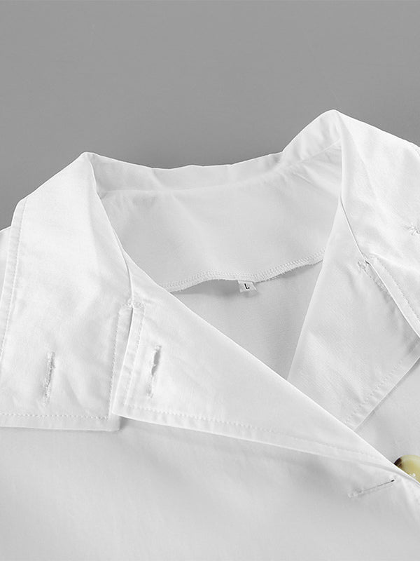 Cotton Blend Women's Trench Jacket - Minimalist Double Breasted Wide Sleeve Oversized Fit - Spring Casual Streetwear 2026