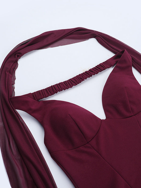 3D Rose Petal Hem Burgundy Women Mini Dress - Romantic Bodycon Dress With Scarf - Coquette Aesthetic Summer Party Outfit 2026