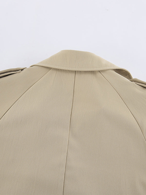 Double Breasted Women's Trench Coat - Classic Lapel Belted Short Windbreaker - Oversized Spring Casual Streetwear 2026