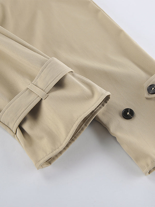 Double Breasted Women's Trench Coat - Classic Lapel Belted Short Windbreaker - Oversized Spring Casual Streetwear 2026