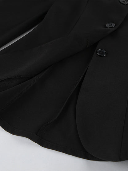 Vintage Peplum Blazer For Women - Puff Sleeve Stand Collar Slim Fit Jacket - Chic Spring Party Outerwear 2026