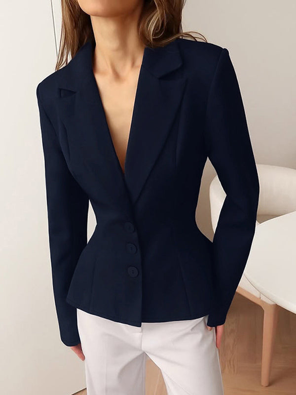 Hourglass Cinched Waist Women's Blazer - Elegant Notched Collar Slim Fit Jacket - Quiet Luxury Spring Business Outfits 2026