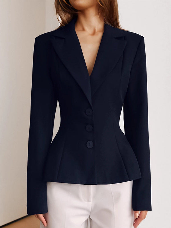 Hourglass Cinched Waist Women's Blazer - Elegant Notched Collar Slim Fit Jacket - Quiet Luxury Spring Business Outfits 2026