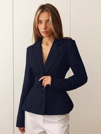 Hourglass Cinched Waist Women's Blazer - Elegant Notched Collar Slim Fit Jacket - Quiet Luxury Spring Business Outfits 2026