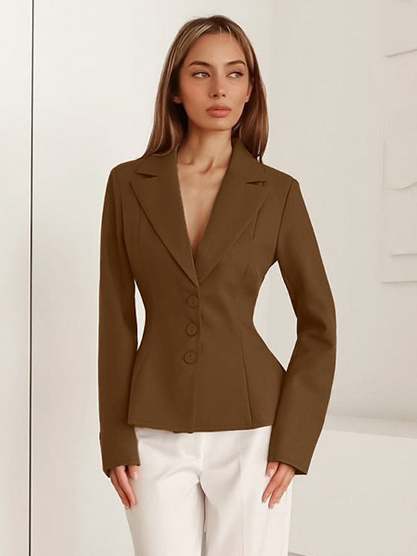 Hourglass Cinched Waist Women's Blazer - Elegant Notched Collar Slim Fit Jacket - Quiet Luxury Spring Business Outfits 2026