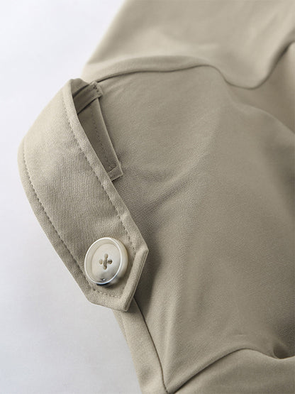 Khaki Belted Waist Women's Short Trench Coat - Chic Double Breasted Jacket - Old Money Spring Outfits 2026