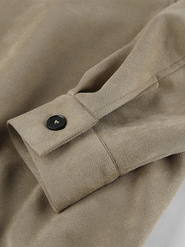 Faux Suede Women's Bomber - Retro Zip Up Elastic Hem Relaxed Fit - Spring Casual Daily Wear 2026