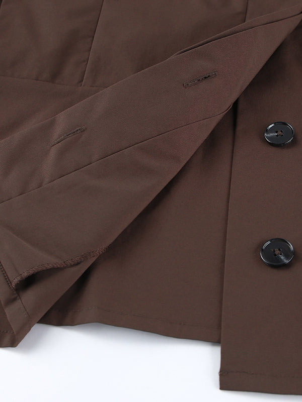 Belted Trench Jacket For Women - Chic High Neck Epaulette Design Slim Fit Peplum - Quiet Luxury Spring Streetwear 2026