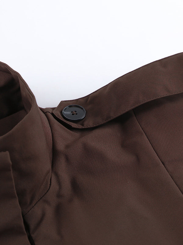 Belted Trench Jacket For Women - Chic High Neck Epaulette Design Slim Fit Peplum - Quiet Luxury Spring Streetwear 2026