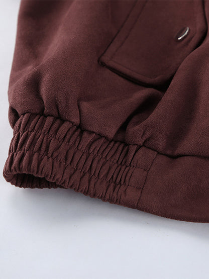 Suede Drop Shoulder Women's Cropped Jacket - Stand Collar Zip Up Slim Fit - Minimalist Spring Casual Outfits 2026