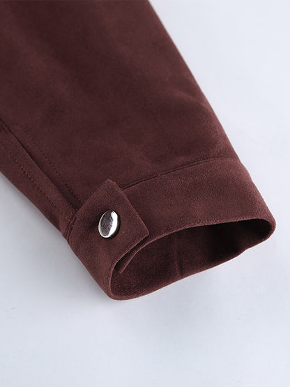 Suede Drop Shoulder Women's Cropped Jacket - Stand Collar Zip Up Slim Fit - Minimalist Spring Casual Outfits 2026