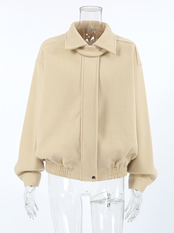 Dropped Shoulder Women's Bomber Jacket - Harrington Minimalist Zip Up Outerwear With Throat Latch - Casual Spring Outfits 2026