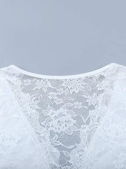 Sexy Sheer Lace Women's Crop Top - Deep V-Neck Long Sleeve Slim Fit - Coquette Style Night Out Clubwear 2026