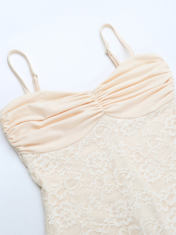 Aesthetic Lace Maxi Dress For Women - Apricot Ruched Bodycon Gown - Summer Wedding Guest Party Wear 2026
