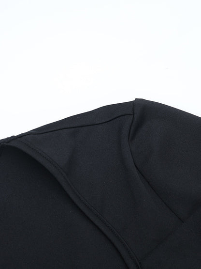 Ruffle V Neck Maxi Dress For Women - Black Elegant Backless Cut Out Bodycon Long Dress - Spring Evening Gown 2026