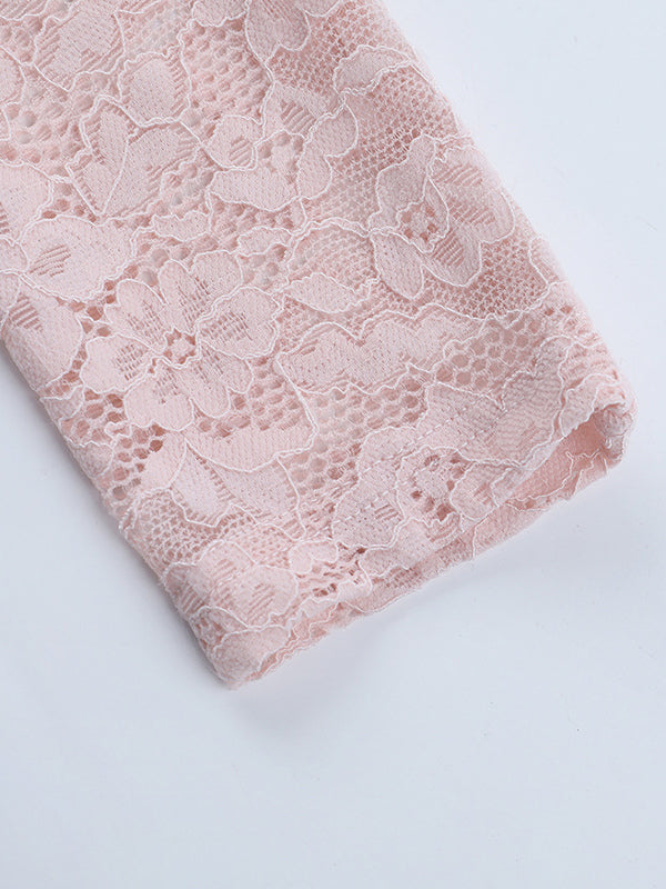 Pink Corset Style Lace Top For Women - Elegant Long Sleeve Sweetheart Bustier Blouse - Spring Night Out Clubwear 2026