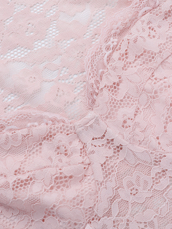 Pink Corset Style Lace Top For Women - Elegant Long Sleeve Sweetheart Bustier Blouse - Spring Night Out Clubwear 2026