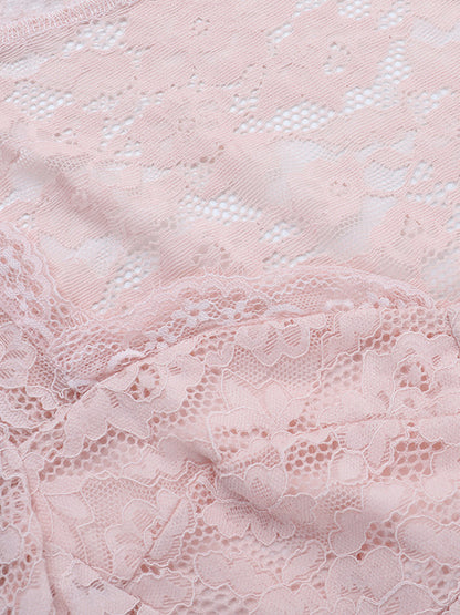 Pink Corset Style Lace Top For Women - Elegant Long Sleeve Sweetheart Bustier Blouse - Spring Night Out Clubwear 2026