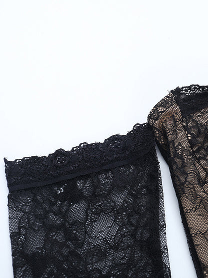 Lace Corset Dress For Women - Black Off Shoulder Long Sleeve Bodycon Mini Dress - Spring Clubwear Evening Party 2026