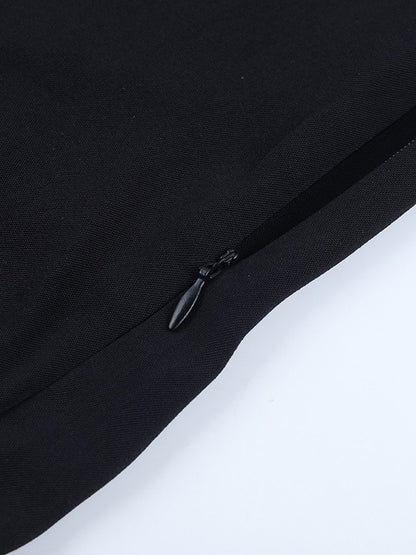 Tie Front Cutout Shirt Dress For Women - Black Long Sleeve Ruffle Hem Mini Dress - Spring Streetwear 2026