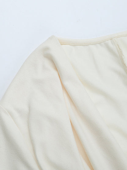 Cowl Neck Ruched Mini Dress For Women- Cream Sexy Long Sleeve Fringe Bodycon - Spring Cocktail Party 2026