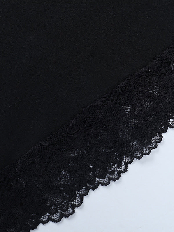 Off Shoulder Lace Trim Crop Top For Women - Long Sleeve Slim Fit Y2K Blouse - Spring Streetwear 2026