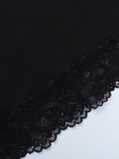 Off Shoulder Lace Trim Crop Top For Women - Long Sleeve Slim Fit Y2K Blouse - Spring Streetwear 2026