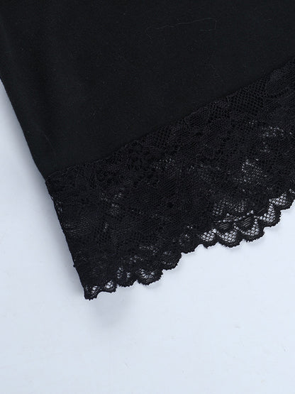 Off Shoulder Lace Trim Crop Top For Women - Long Sleeve Slim Fit Y2K Blouse - Spring Streetwear 2026