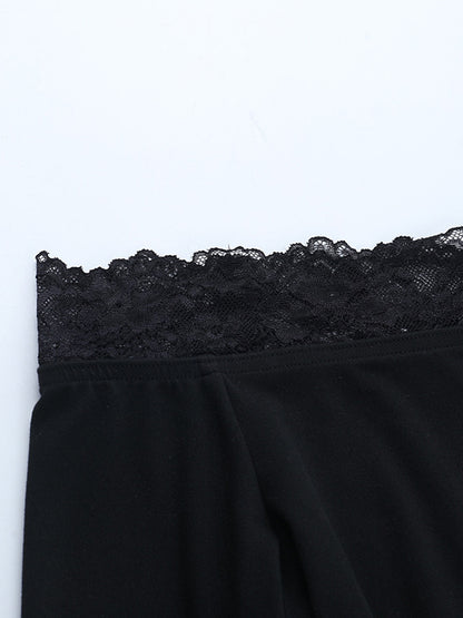 Off Shoulder Lace Trim Crop Top For Women - Long Sleeve Slim Fit Y2K Blouse - Spring Streetwear 2026