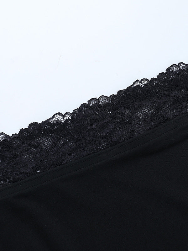 Off Shoulder Lace Trim Crop Top For Women - Long Sleeve Slim Fit Y2K Blouse - Spring Streetwear 2026