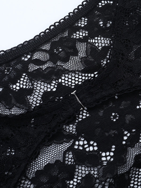Lace Cutout Corset Style Blouse For Women - Black Sexy Long Sleeve Bustier Top - Spring Clubwear Party 2026