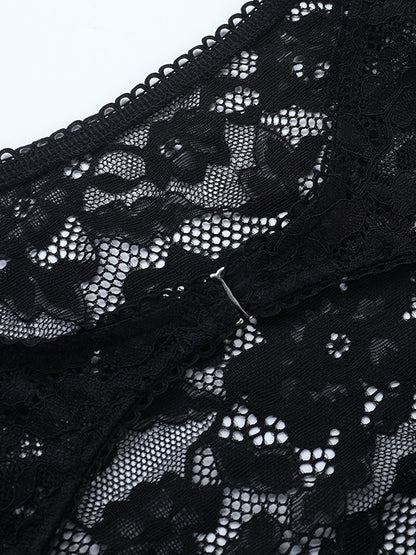 Lace Cutout Corset Style Blouse For Women - Black Sexy Long Sleeve Bustier Top - Spring Clubwear Party 2026