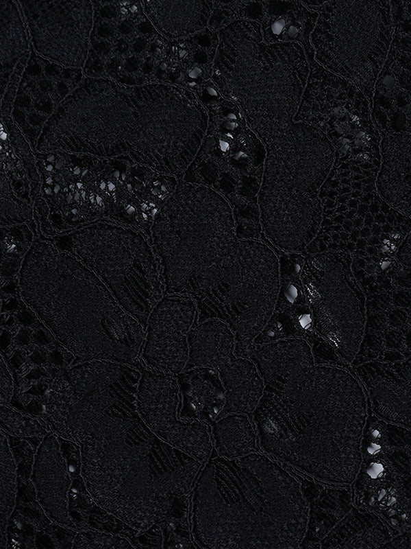 Lace Cutout Corset Style Blouse For Women - Black Sexy Long Sleeve Bustier Top - Spring Clubwear Party 2026