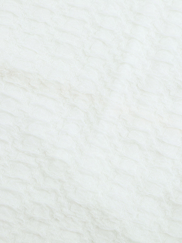 Textured Mini Dress For Women - Cream White Coquette Aesthetic Ruffle Cuff Bodycon- Summer Beach Date Night 2026