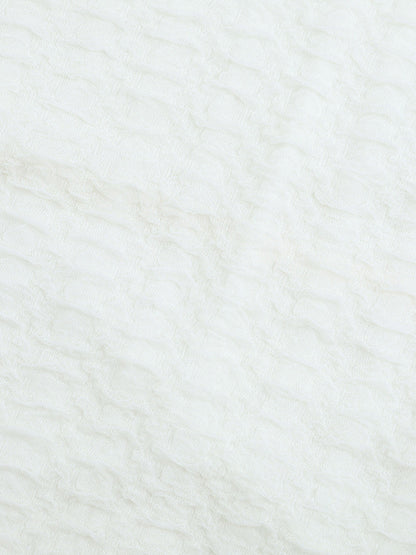 Textured Mini Dress For Women - Cream White Coquette Aesthetic Ruffle Cuff Bodycon- Summer Beach Date Night 2026