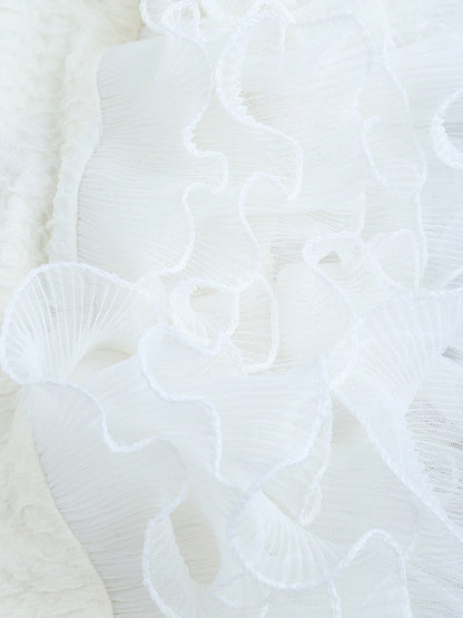 Textured Mini Dress For Women - Cream White Coquette Aesthetic Ruffle Cuff Bodycon- Summer Beach Date Night 2026